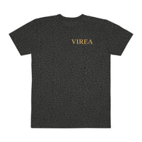 Men's Tee — Green Lotus Emblem Chest Logo, Subtle Black Leopard Print