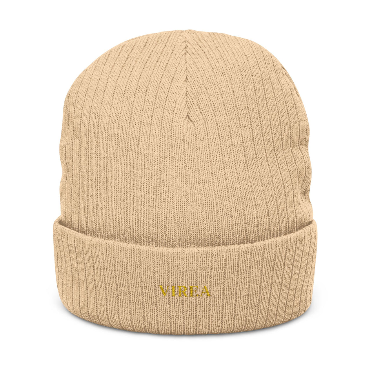 Embroidered Ribbed Knit Beanie - VIREA