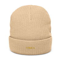 Embroidered Ribbed Knit Beanie - VIREA