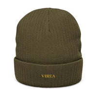 Embroidered Ribbed Knit Beanie - VIREA