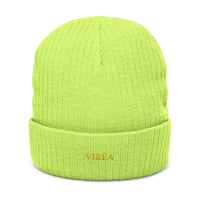 Embroidered Ribbed Knit Beanie - VIREA