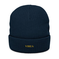 Embroidered Ribbed Knit Beanie - VIREA